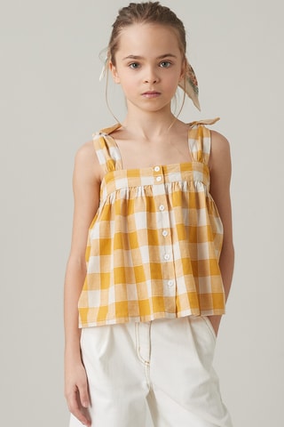 Chemisier en lin - Blanc et orange