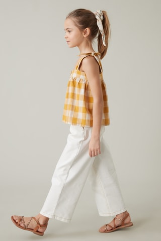 Chemisier en lin - Blanc et orange
