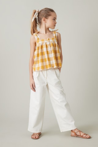 Chemisier en lin - Blanc et orange