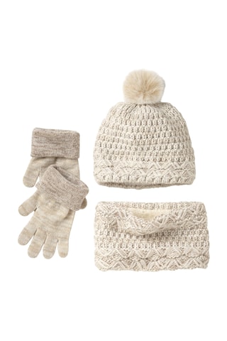 Bonnet à pompon en laine - Beige