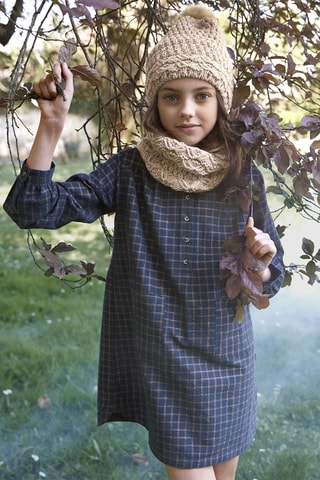Bonnet à pompon en laine - Beige