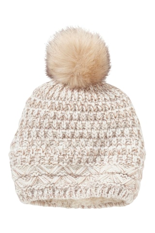 Bonnet à pompon en laine - Beige