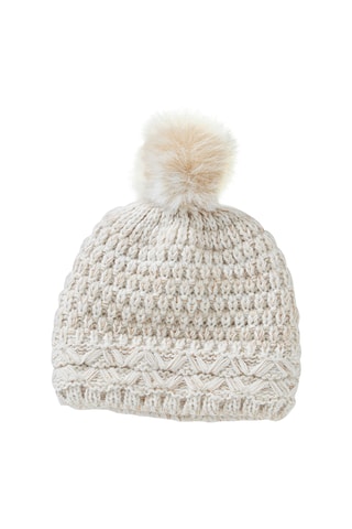 Bonnet à pompon en laine - Beige