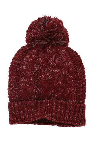 Bonnet à pompon - Rouge foncé chiné