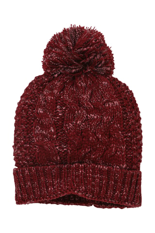 Bonnet à pompon - Rouge foncé chiné