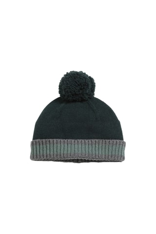 Bonnet à pompon en laine - Vert