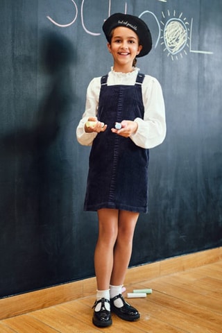Abito salopette in velluto - Navy
