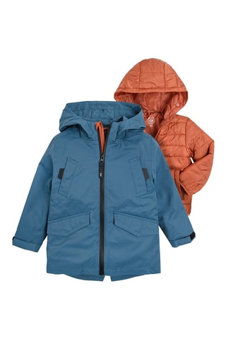 Parka 2 in 1 - Petrolio e arancione