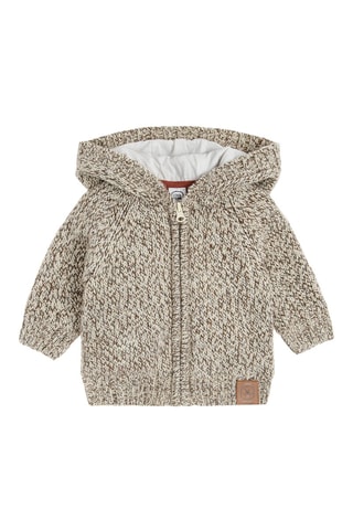 Cardigan con cappuccio - Beige melange