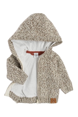 Cardigan con cappuccio - Beige melange