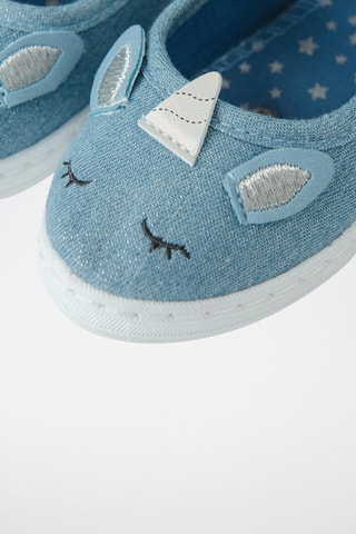 Scarpe baby in jeans con orecchie - Azzurro
