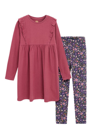 Abito e leggings - Bordeaux e navy