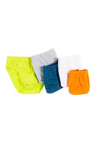 5 slip in cotone bio - Lime, grigio chiaro e blu scuro