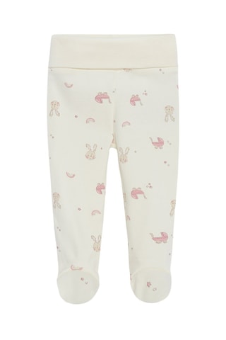 2 pantaloni in cotone bio - Beige melange e bianco
