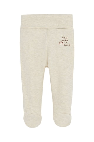 2 pantaloni in cotone bio - Beige melange e bianco