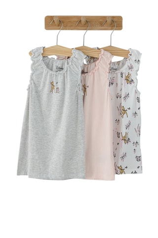 3 canotte Bambi e Tamburino Disney - Grigio e rosa cipria