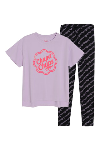 T-shirt e leggings - Malva e nero