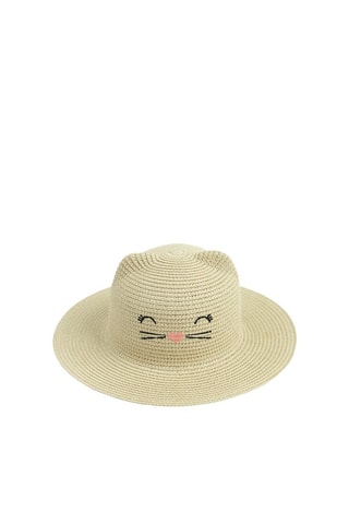 Cappello di paglia con orecchie - Beige