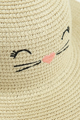 Cappello di paglia con orecchie - Beige