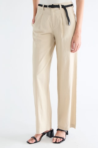 Linnen Broek Straight Fit - Beige