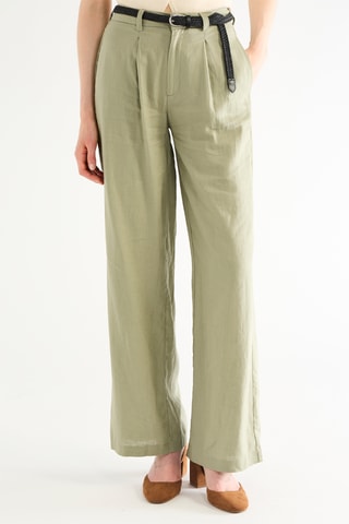 Linnen Broek Straight Fit - Groen