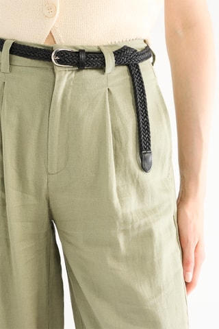 Linnen Broek Straight Fit - Groen