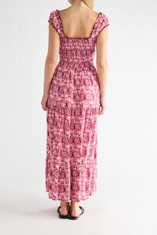 Lange Jurk - Fuchsia en Ecru