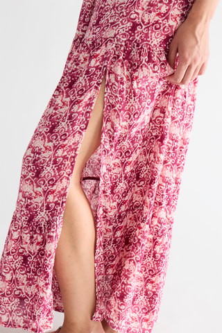 Lange Jurk - Fuchsia en Ecru