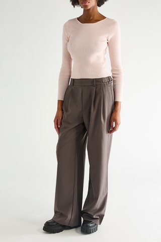 Broek Straight Hoge Taille - Donkergrijs