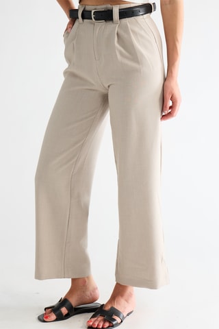 Broek Wide Legs Hoge Taille - Lichtgrijs
