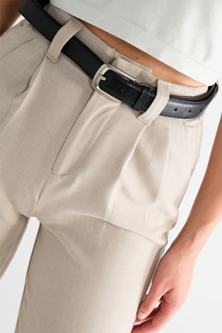 Broek Wide Legs Hoge Taille - Lichtgrijs
