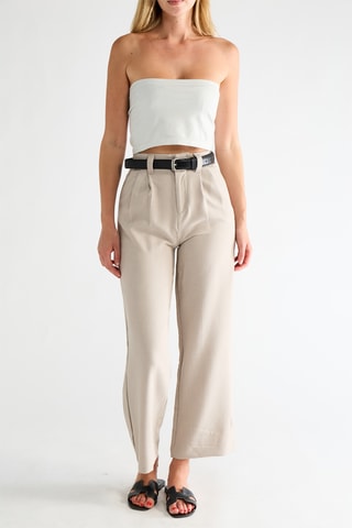Broek Wide Legs Hoge Taille - Lichtgrijs