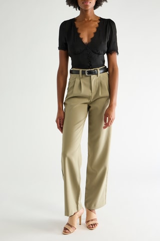 Broek Wide Legs Hoge Taille - Olijfgroen