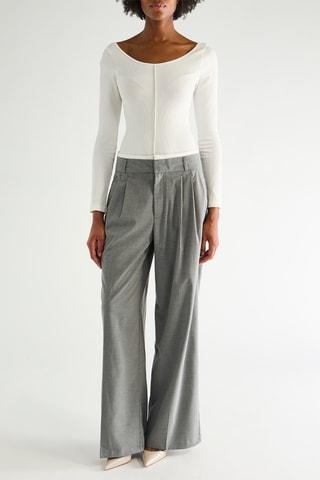 Broek Straight Hoge Taille - Lichtgrijs
