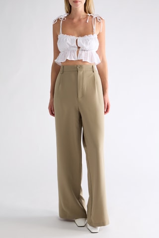Broek Wide Legs Hoge Taille - Olijfgroen
