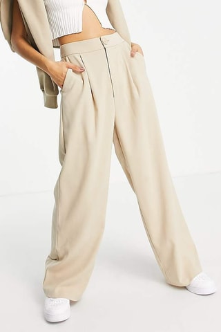 Broek Wide Legs Hoge Taille - Beige