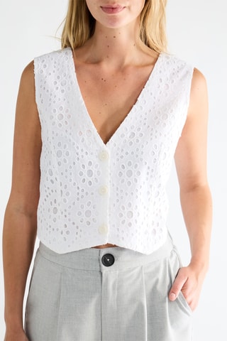 Gillet met Engelse borduursels - Wit