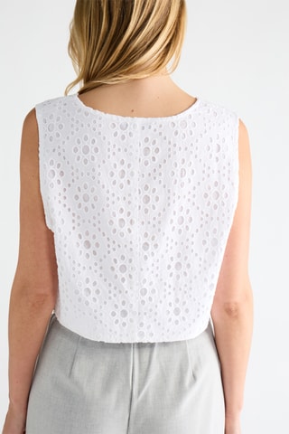 Gillet met Engelse borduursels - Wit