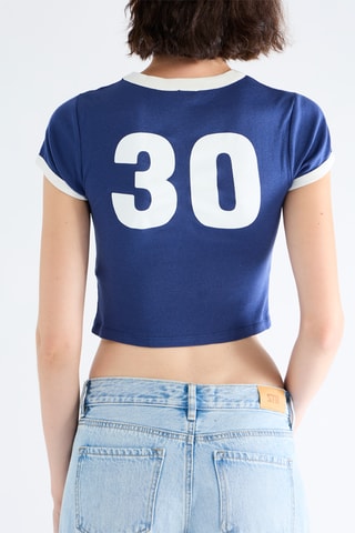 Cropped T-shirt - Marineblauw