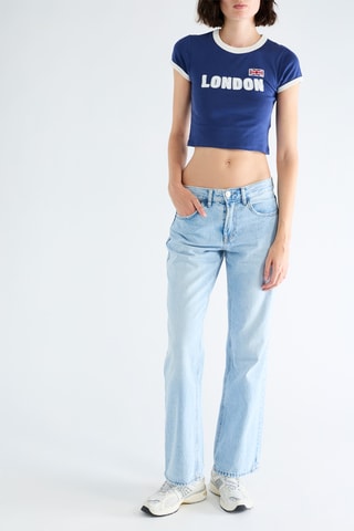 Cropped T-shirt - Marineblauw