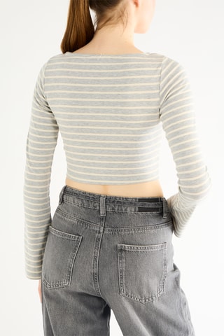 Cropped T-shirt - Gemêleerd Lichtgrijs