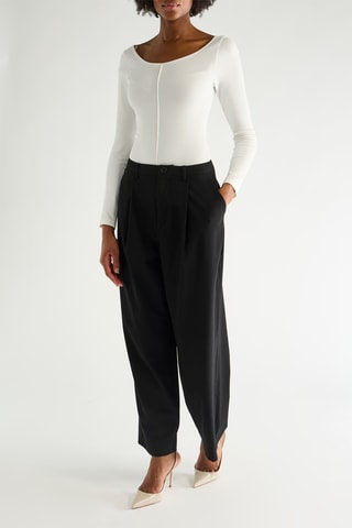 Broek Straight Hoge Taille - Zwart