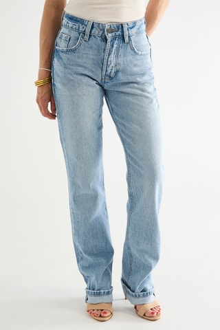 Jeans Hoge Taille Straight Cut - Kobaltblauw