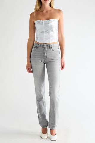Jeans Hoge Taille Straight Cut - Donkergrijs