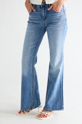 Jeans Hoge Taille Flare Cut - Kobaltblauw