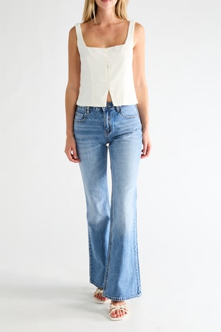 Jeans Hoge Taille Flare Cut - Kobaltblauw