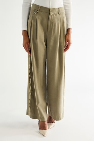 Broek Wide Legs Hoge Taille - Kaki