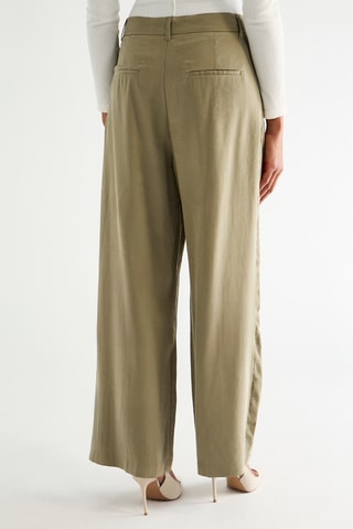 Broek Wide Legs Hoge Taille - Kaki