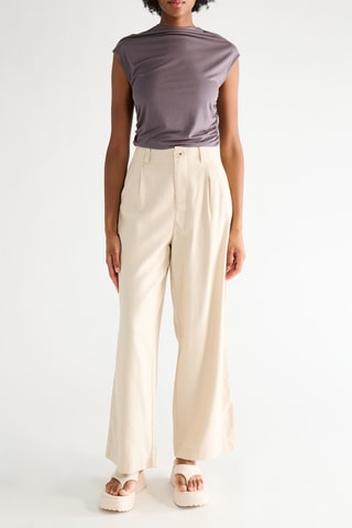 Broek Wide Legs Hoge Taille - Wit