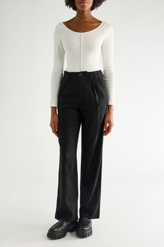 Broek Wide Legs Hoge Taille - Zwart